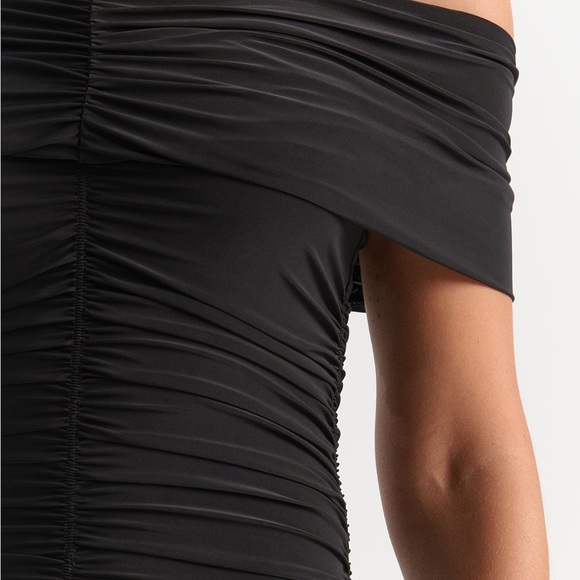 Naked Wardrobe Go Off-Shoulder Ruched Dress in Black - Picture 5 of 5